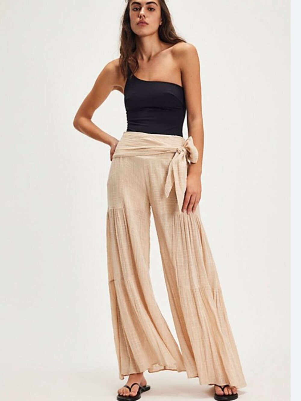 Free People FP One Good Day Wide Leg Pants in Sand | Medium | Boho Resort